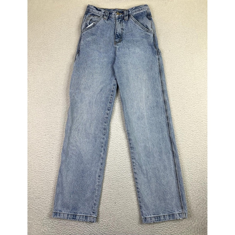 J. Galt Relaxed Straight Cargo Jeans Womens S Blue Light Wash 100% Cotton Denim